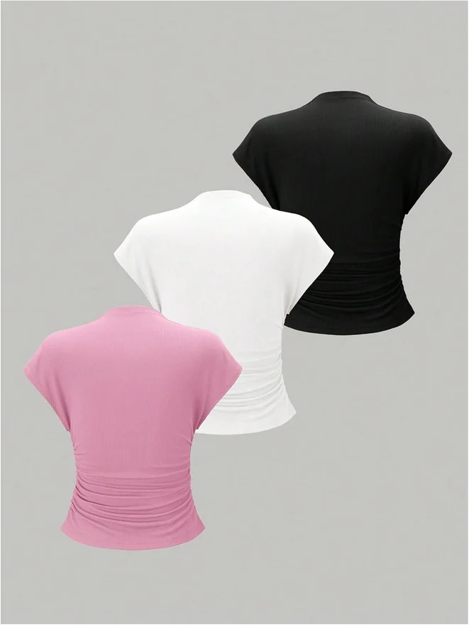 3 Pack Business Casual Outfits Mock Neck Ribbed Tank Tops by OYOANGLE, photograph 2 of 4