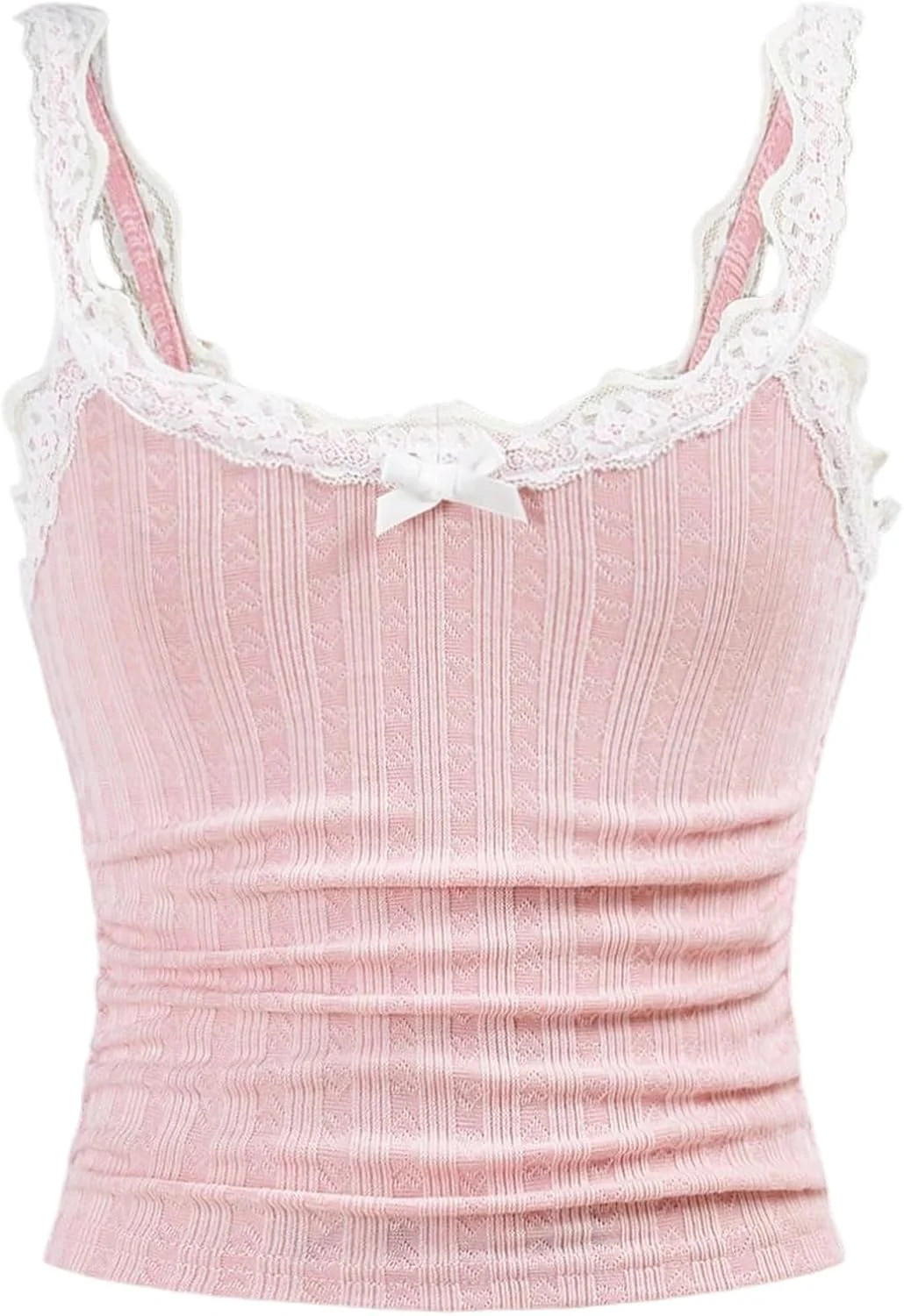 Girl's Cute Ribbed Spaghetti Strap Tank Tops Light Pink by OYOANGLE, photograph 1 of 4