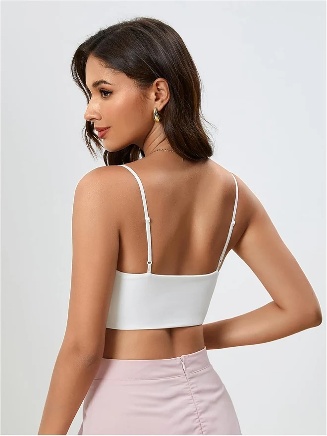 Spaghetti Strap Crop Tank Top Bright White by OYOANGLE, photograph 2 of 4