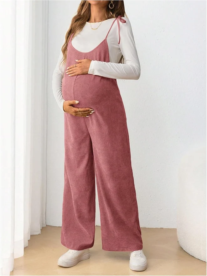 Maternity Overalls Spaghetti Strap Pregnancy Jumpsuits by OYOANGLE, photograph 3 of 3