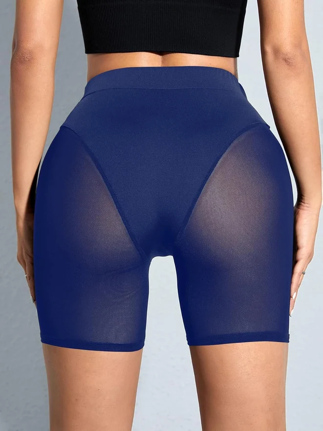 Sheer Mesh Biker Shorts Sexy Workout Booty Short Leggings by OYOANGLE, photograph 2 of 4