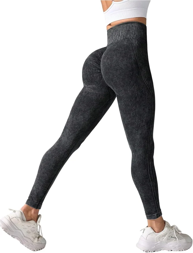 High Waisted Workout Leggings Tummy Control Running Pants by OYOANGLE
