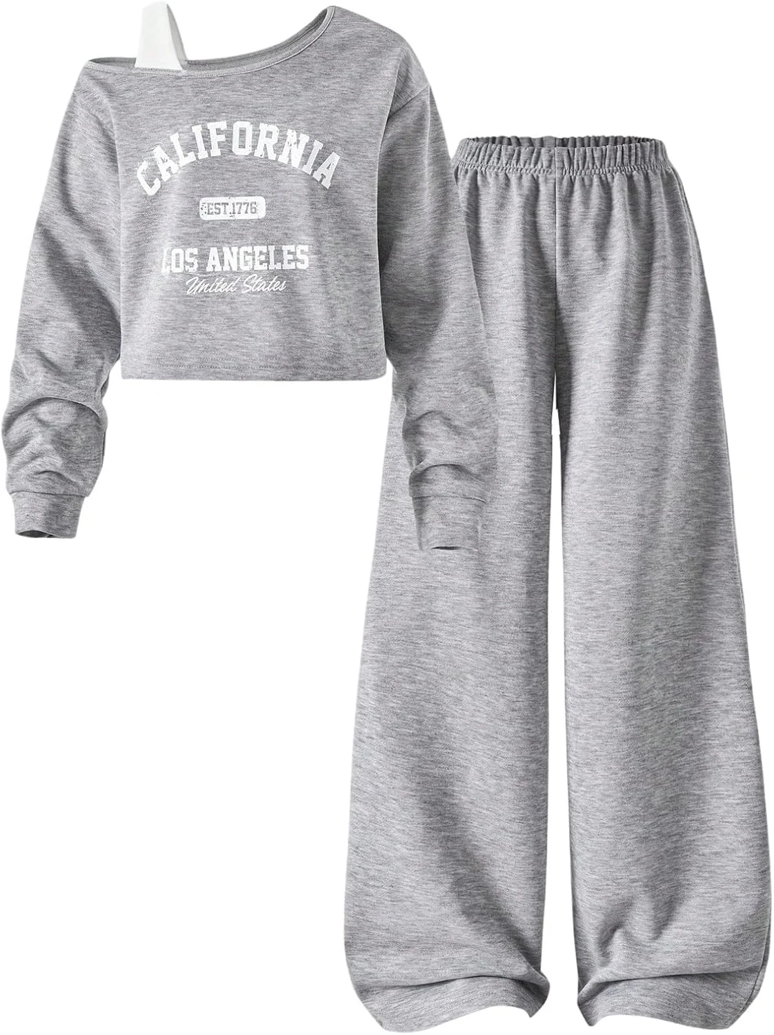Girl's 2 Piece Sweatsuits Set Sweatshirt and Sweatpants Outfits by OYOANGLE, photograph 1 of 4