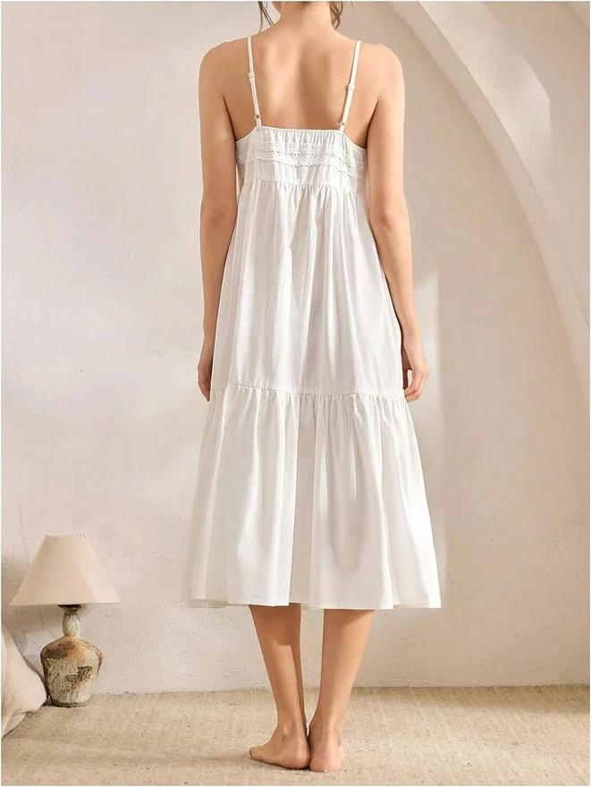 Bow Tie Cute Babydoll Nightgowns Sleeveless House Dress by OYOANGLE