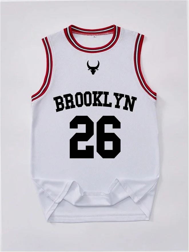 Number Letter Graphic Tank Top Basketball Jerseys Sleeveless by OYOANGLE, photograph 2 of 4