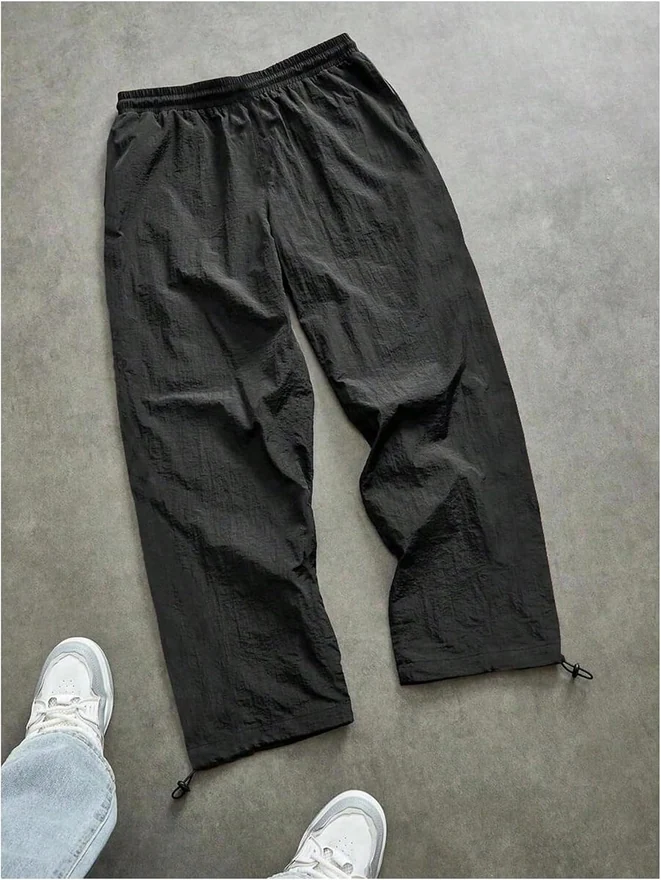 Letter Patched Y2K Baggy Pants Drawstring Waist Track Pants with by OYOANGLE