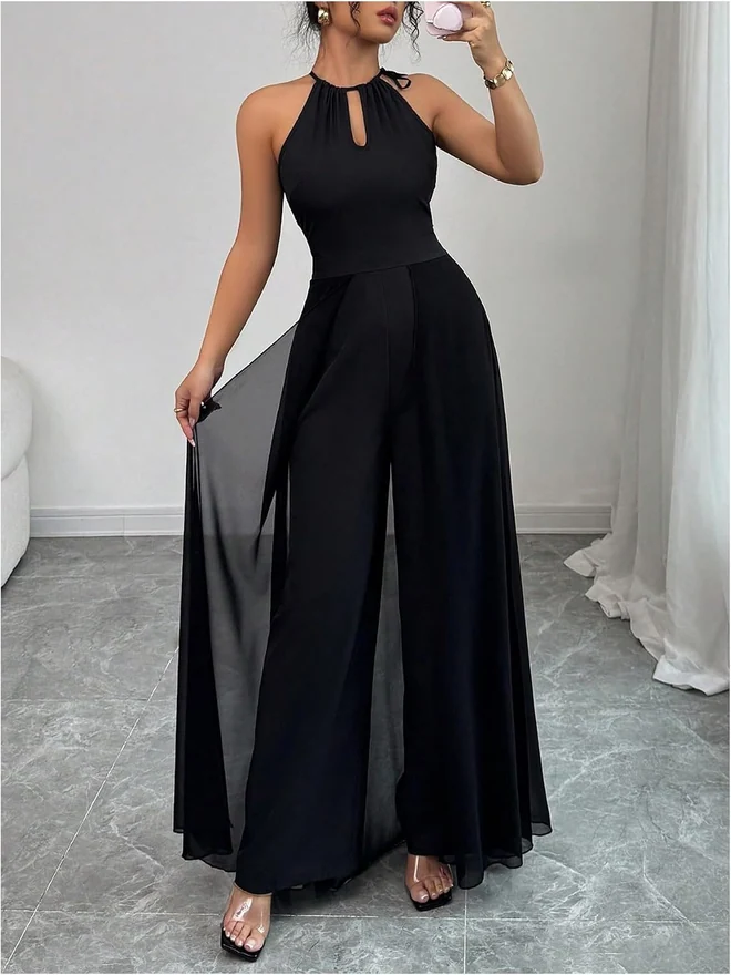 Wide Leg Halter Jumpsuit by OYOANGLE, photograph 3 of 3