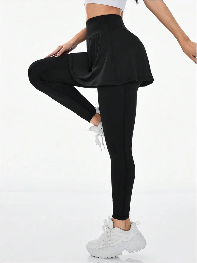 Skirted Leggings with Pockets Black by OYOANGLE, photograph 3 of 3