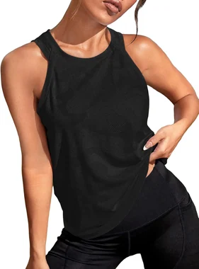 Camo Print Sleeveless Workout Running Tank Tops Yoga Shirt in Black