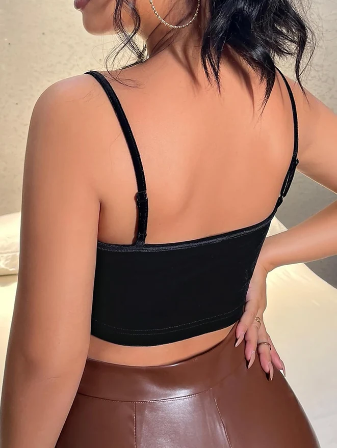 Metal Butterfly Linked Cami Crop Top Spaghetti Strap Cut Out Y2K by OYOANGLE, photograph 2 of 4
