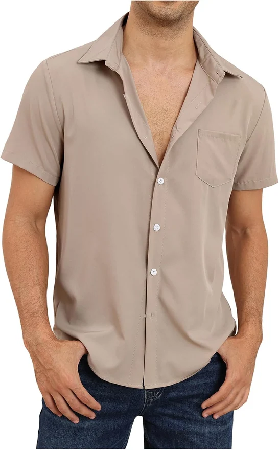 3 Pack Button Down Shirt Short Sleeve Summer Casual Shirts with by OYOANGLE, photograph 4 of 4