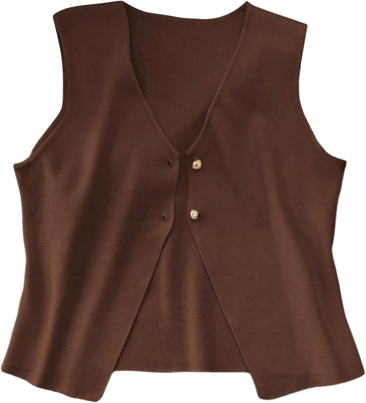 Plus Size Sweater Vest Button Up V Neck Sleeveless Sweater Tops by OYOANGLE, photograph 1 of 4