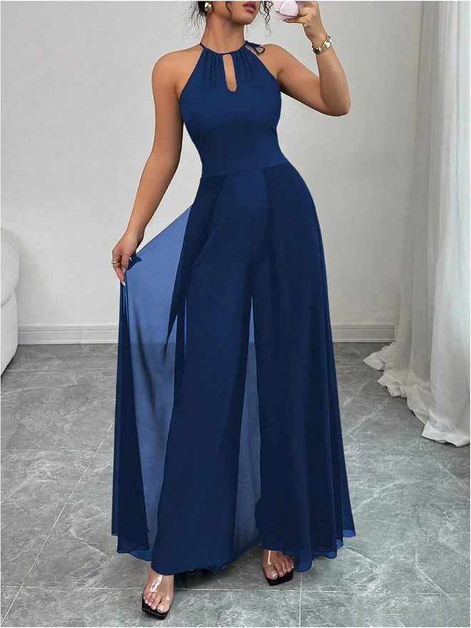 Wide Leg Halter Jumpsuit by OYOANGLE, photograph 3 of 3