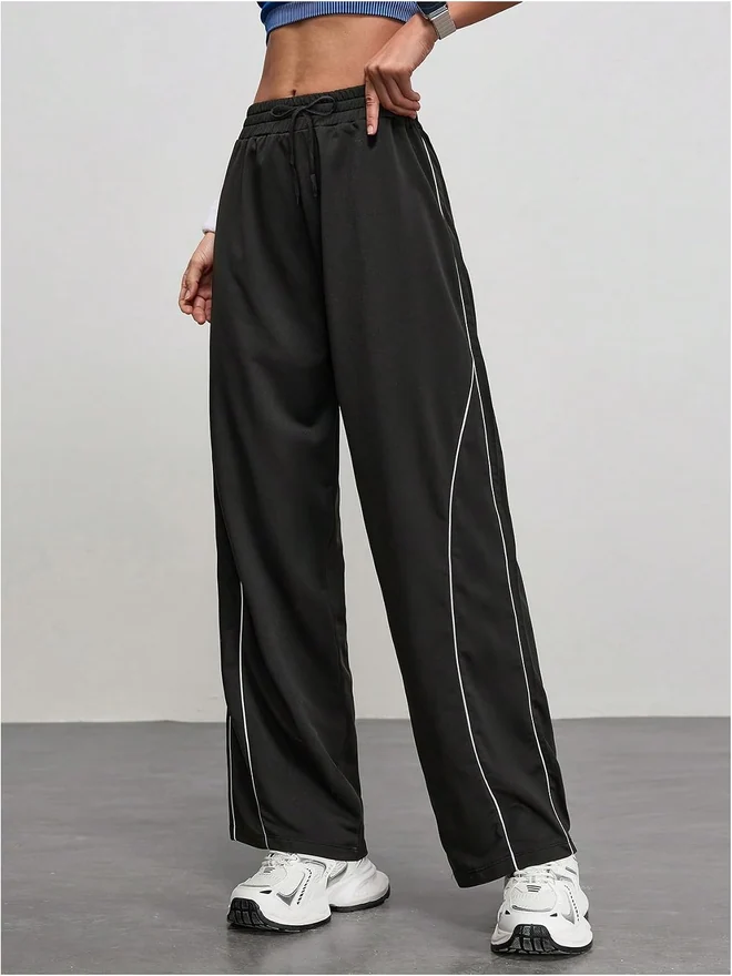 Casual Sports Pants Straight Leg Side Stripes Sweatpants by OYOANGLE, photograph 3 of 3