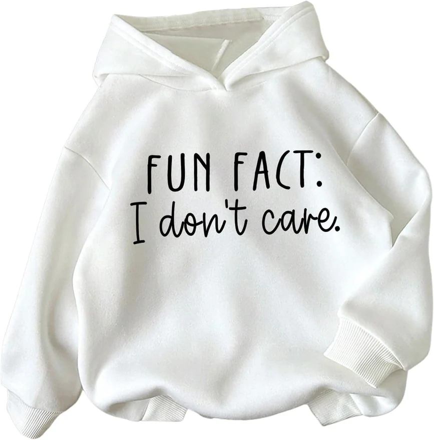 Girl's Letter Graphic Hoodies Long Sleeve Drop Shoulder Thick by OYOANGLE, photograph 4 of 4