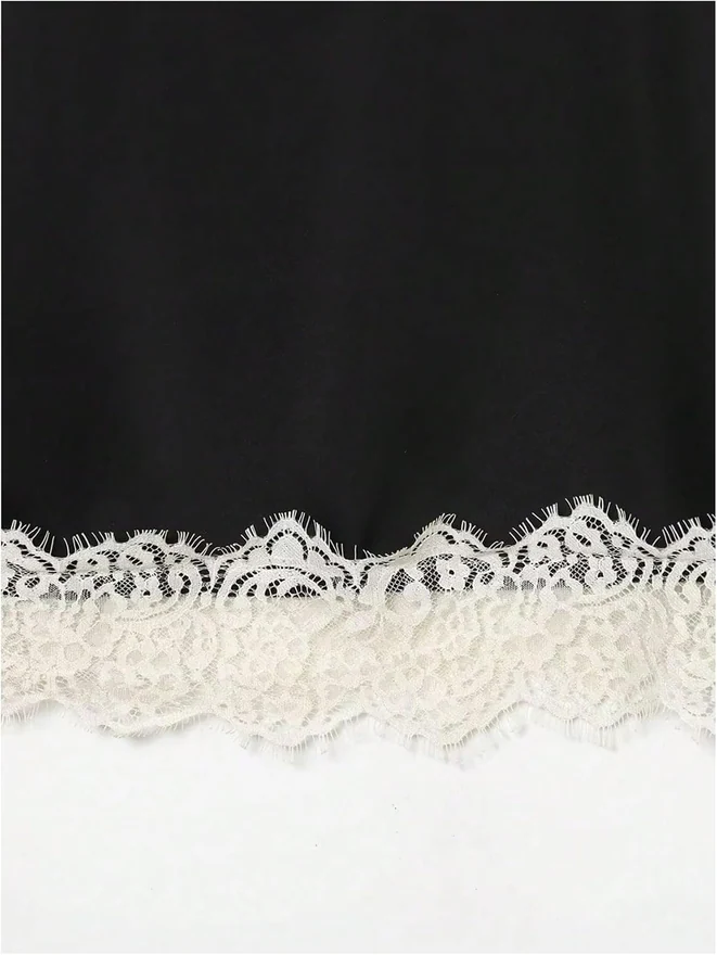Satin Lace Trim Cami Tops Spaghetti Strap Y2k Going Out Tank Top by OYOANGLE, photograph 4 of 4