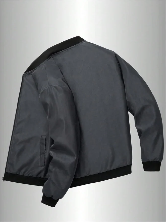 Zip Up Bomber Jacket Lightweight Jackets with Pockets by OYOANGLE, photograph 2 of 4