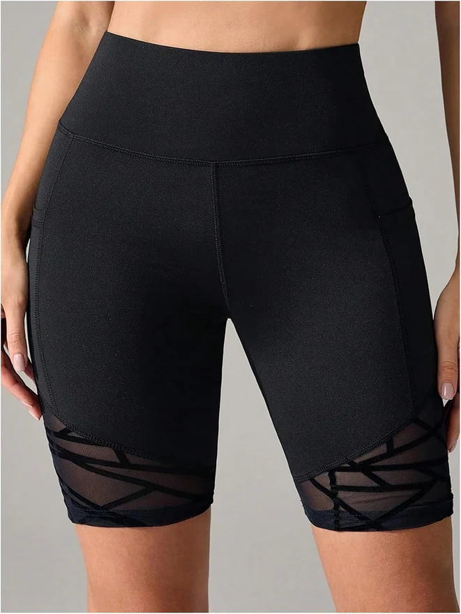 Athletic Shorts High Waist Mesh Seamless Workout Gym Yoga Shorts by OYOANGLE, photograph 3 of 4