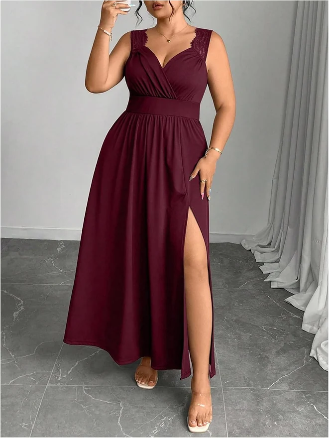 Plus Size Formal Evening Maxi Dress Wedding Guest Party by OYOANGLE, photograph 2 of 3