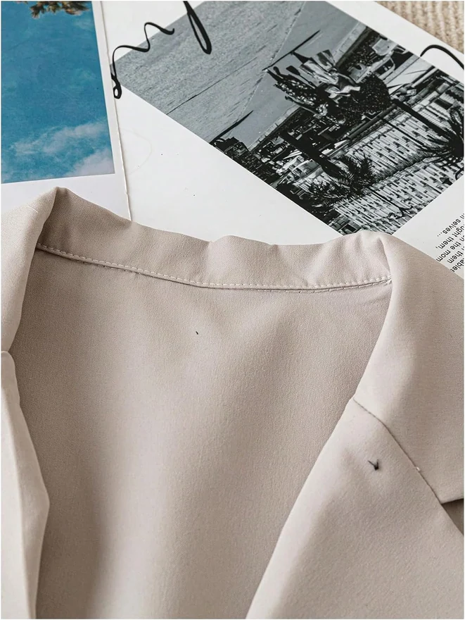 Short Sleeve Cropped Suit Blazer Business Casual Open Front by OYOANGLE, photograph 3 of 4