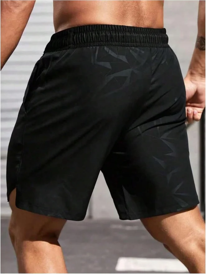 Graphic Track Shorts Drawstring Waist Gym Workout Athletic by OYOANGLE, photograph 2 of 4