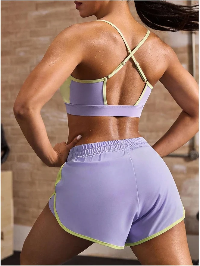 Workout Sets 2 Piece Sport Bra and Shorts Matching Clothes by OYOANGLE, photograph 2 of 4