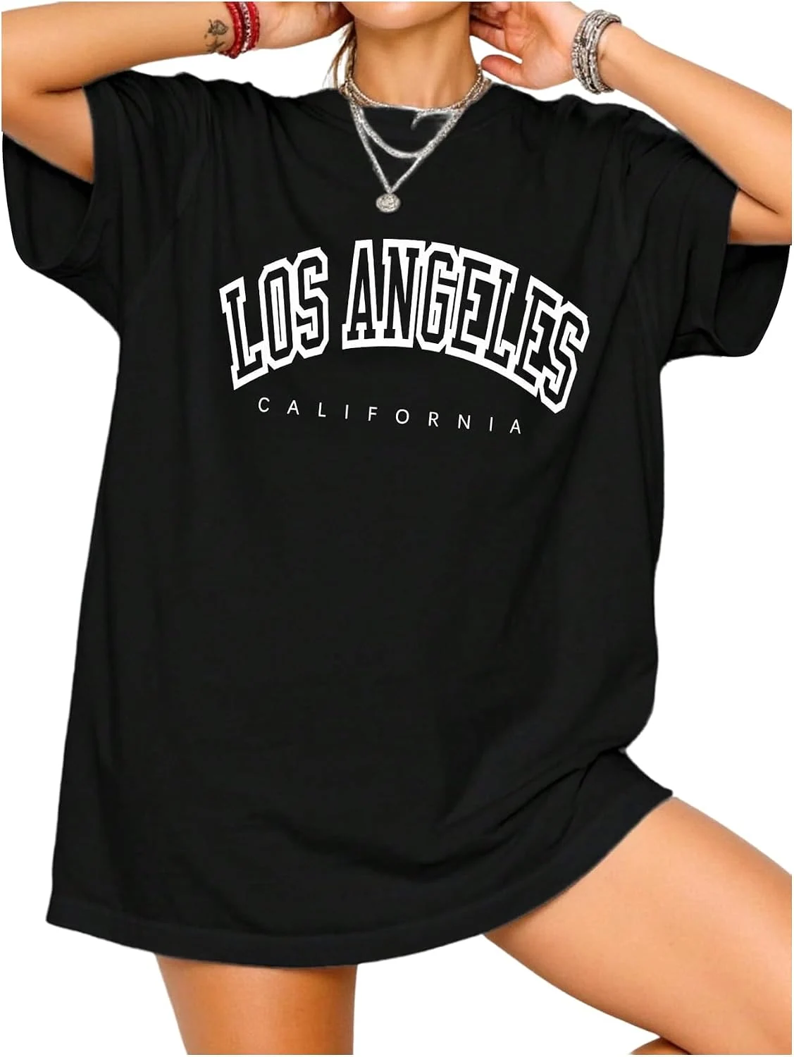 Plus Size Y2K Graphic Tees Letter Print Short Sleeve Drop by OYOANGLE, photograph 1 of 4