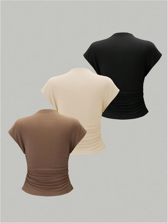 3 Pack Business Casual Outfits Mock Neck Ribbed Tank Tops by OYOANGLE, photograph 2 of 4