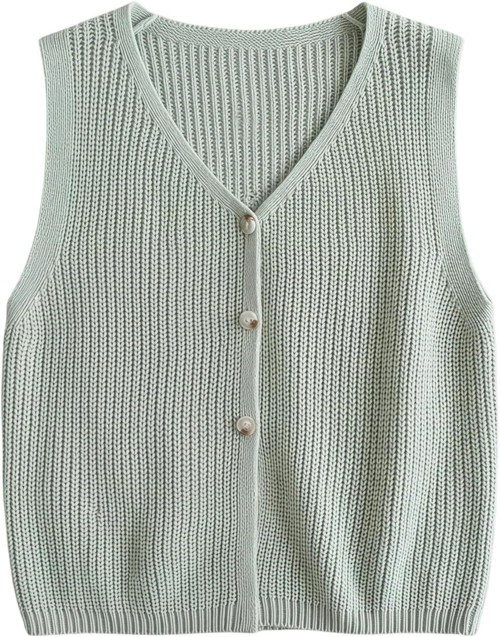Button Down Sweater Vest Sleeveless V Neck Knit Tank Tops by OYOANGLE, photograph 1 of 4
