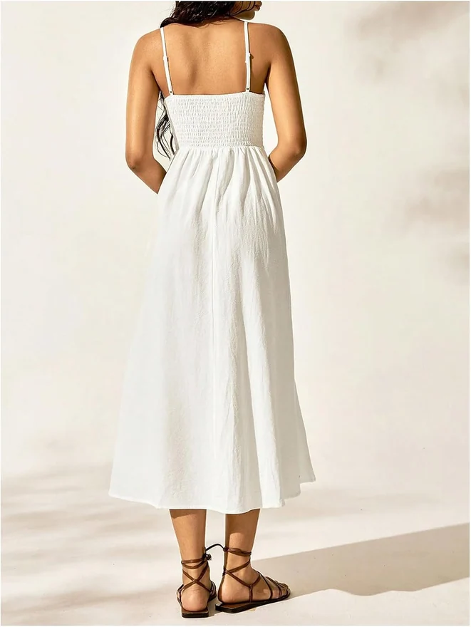 Sundresses for Women Spaghetti Strap Summer Beach Flowy Long by OYOANGLE