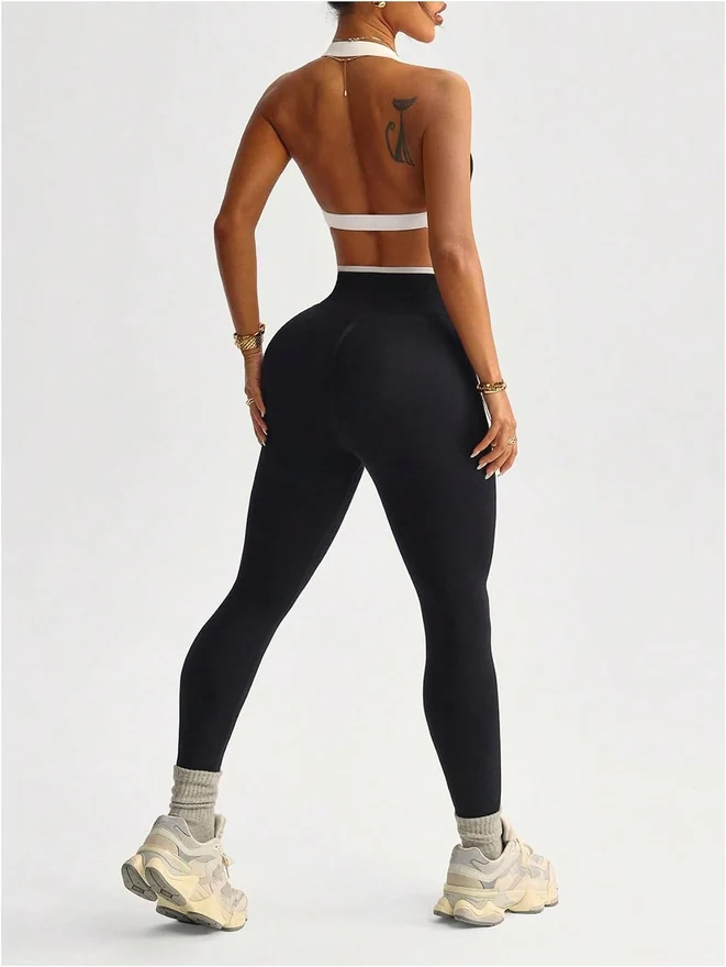 Workout Sets for Women Color Block Gym Yoga Pilates Outfits by OYOANGLE