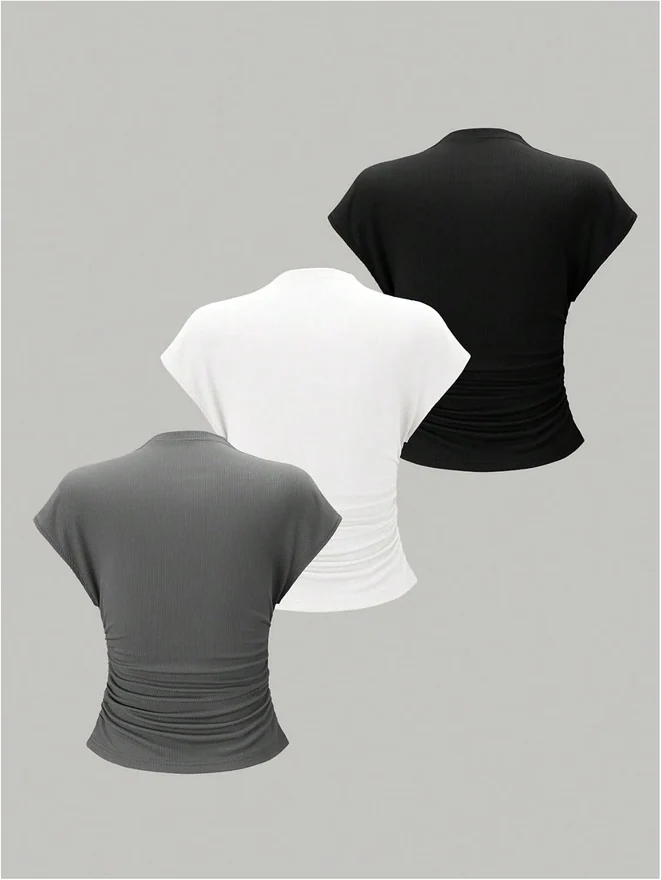 3 Pack Business Casual Outfits Mock Neck Ribbed Tank Tops by OYOANGLE, photograph 2 of 4