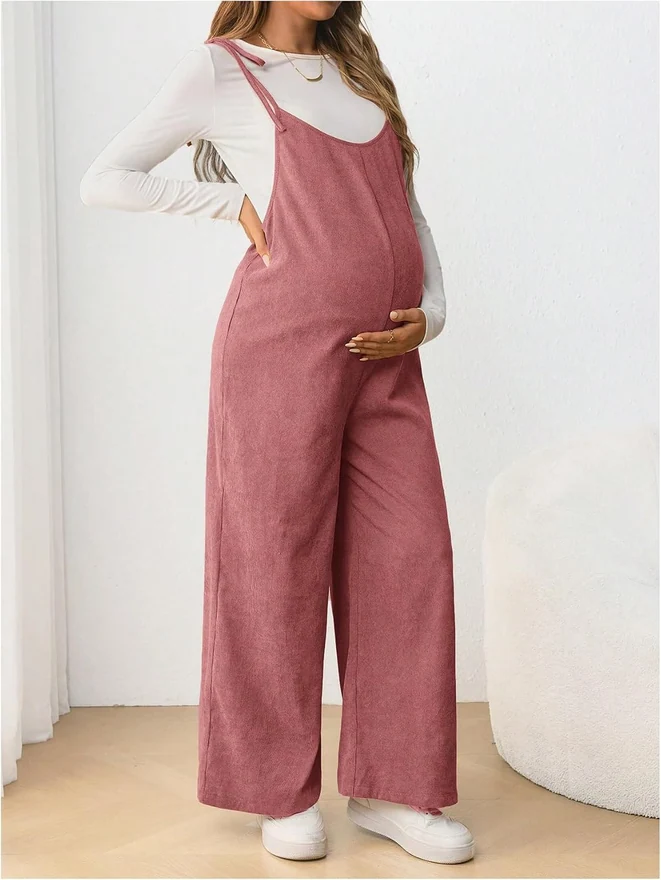 Maternity Overalls Spaghetti Strap Pregnancy Jumpsuits by OYOANGLE, photograph 2 of 3