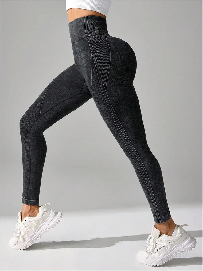 High Waisted Workout Leggings Tummy Control Running Pants by OYOANGLE, photograph 4 of 4
