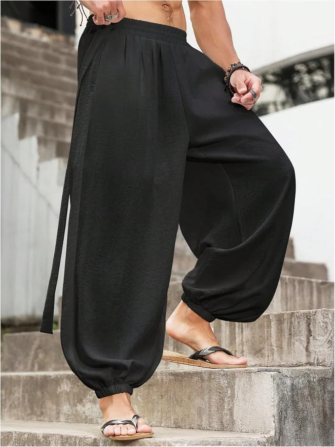 Harem Pants with Pocket Baggy Hippie Loose Fit Elastic Waist by OYOANGLE, photograph 3 of 3