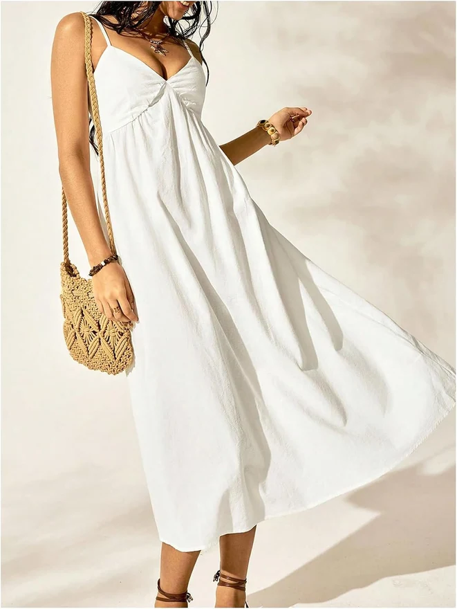 Sundresses for Women Spaghetti Strap Summer Beach Flowy Long by OYOANGLE, photograph 2 of 3