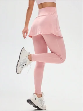 Skirted Leggings with Pockets Black in Pink