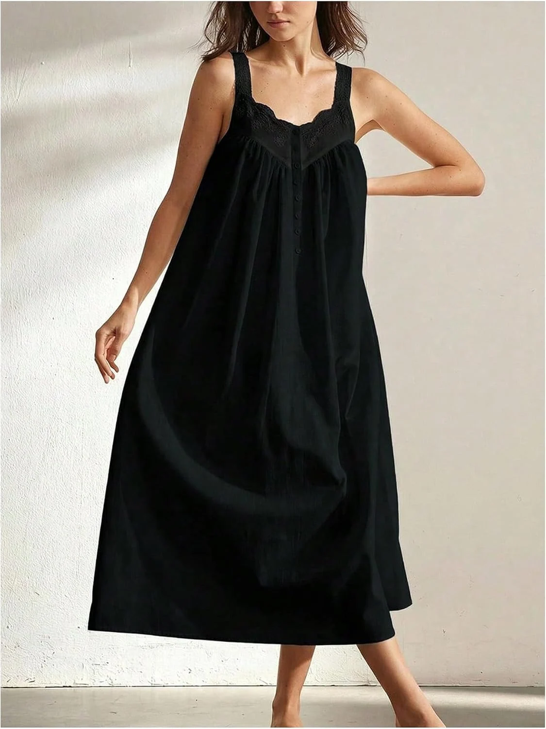 Nightgowns for Women Sleeveless Eyelet Dress Long House Dress by OYOANGLE, photograph 1 of 3