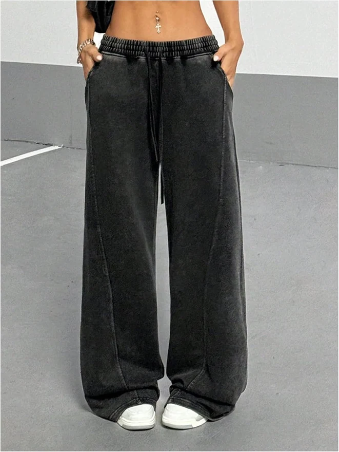 Wide Leg Y2K Vintage Sweatpants Hip Hop Streetwear Pants by OYOANGLE