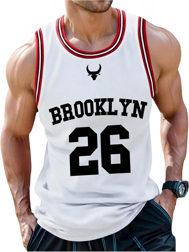 Number Letter Graphic Tank Top Basketball Jerseys Sleeveless by OYOANGLE