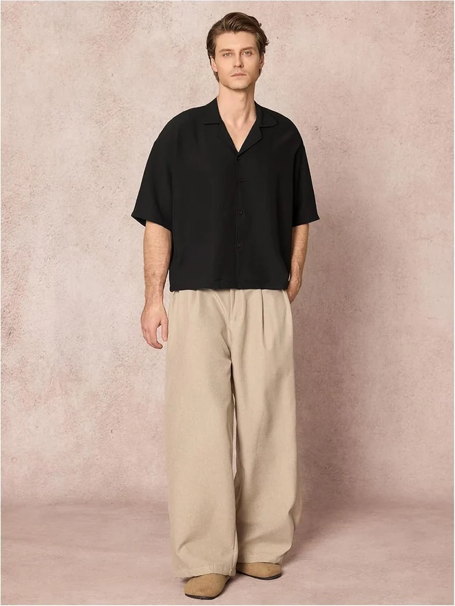 Oversized Cropped Button Down Shirts Casual Boxy Loose Shirt by OYOANGLE, photograph 2 of 3