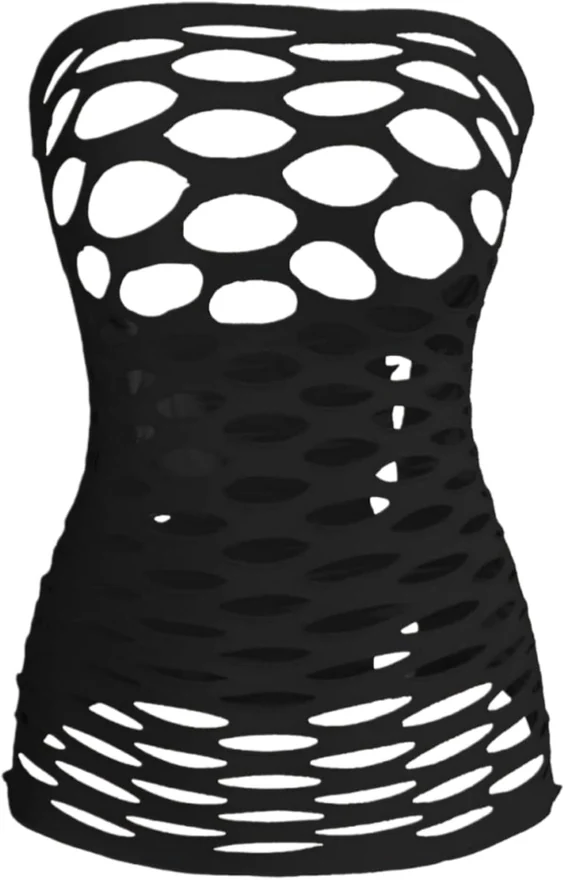 Fishnet Tube Top Strapless Lingerie Black by OYOANGLE